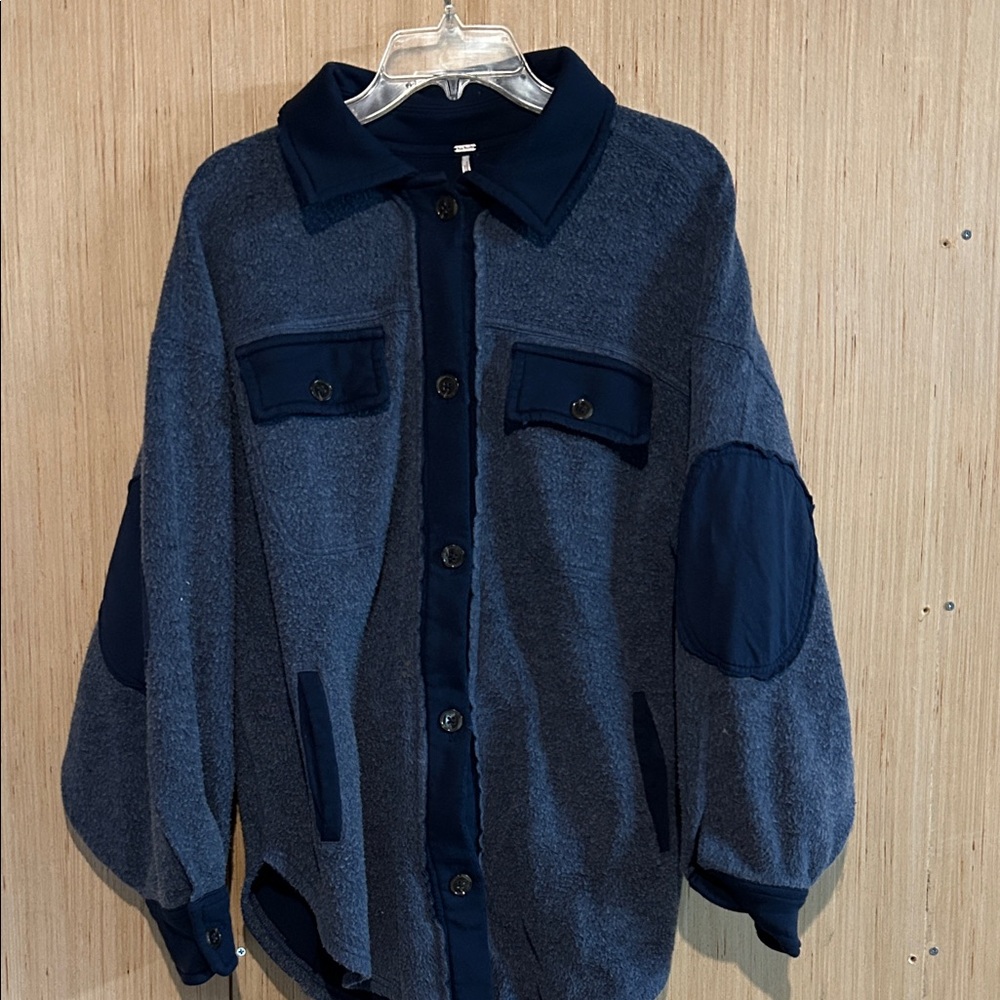 Free People Charcoal and Navy Button-Up shirt / jacket